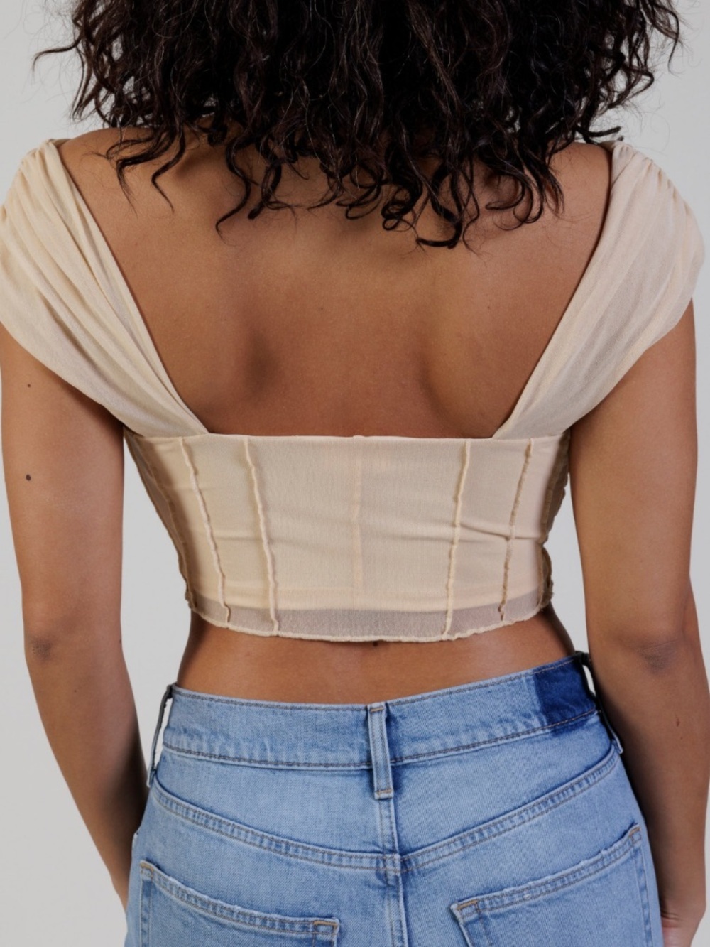 Camila Coelho Cream Tie-Shoulder Cropped Bustier Top - Picture 2 of 12